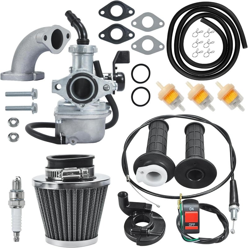 HOLATO PZ22 Carburetor Carb Air filter Throttle Handle Grips Cable Kit for 110cc 125cc XR50 CRF50 CRF50f CRF110 TaoTao DB14 DB24 SSR110 SSR125 Coolster Apollo Pit Dirt Bike Chinese 4 Wheeler ATV Black - Image 1